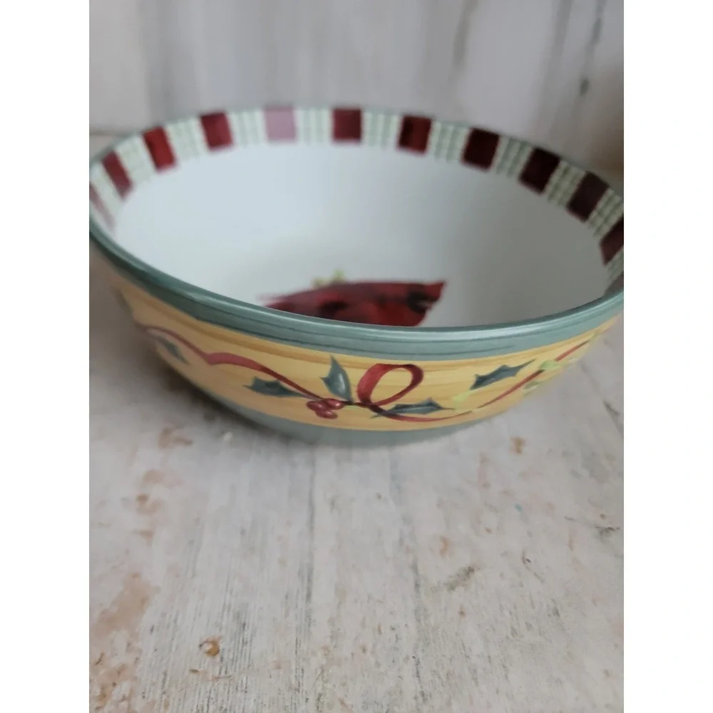Lenox red cardinal bowl winter greetings everyday Xmas kitchen home